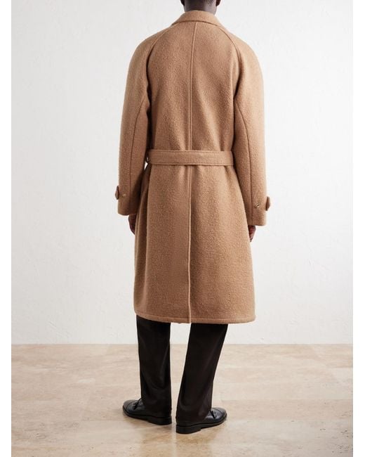 De Bonne Facture Natural Belted Double-Breasted Brushed Wool And Camel Hair-Blend Coat for men