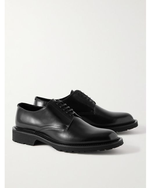 Saint Laurent Black Leather Derby Shoes for men