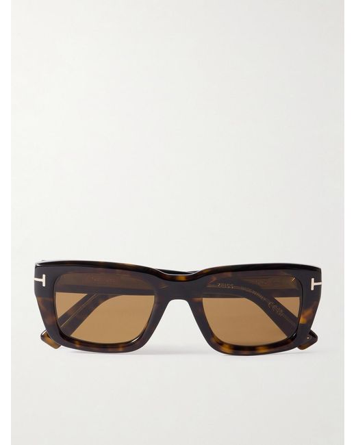 Tom Ford Brown Icon Rectangular-frame Tortoiseshell Acetate Sunglasses for men
