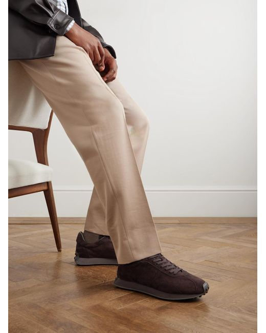Tod's Black Sportivo Active Rubber-Trimmed Suede Sneakers for men