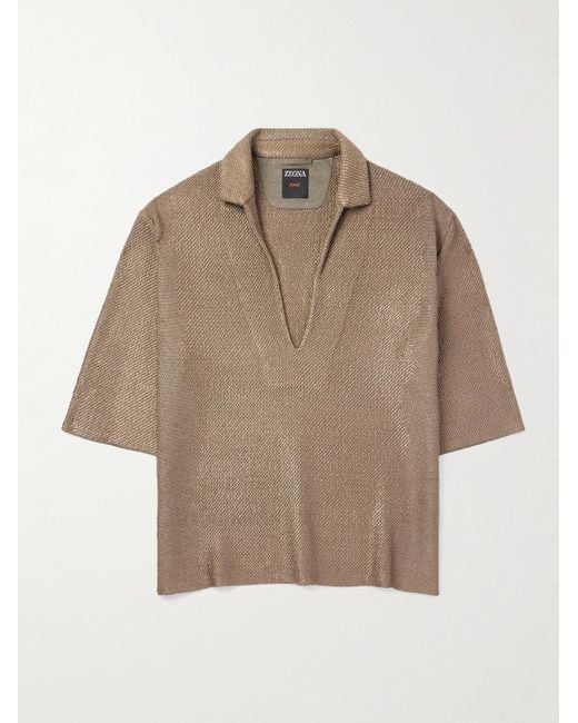 Zegna Natural Serengheti Silk And Oasi Linen-blend Polo Shirt for men