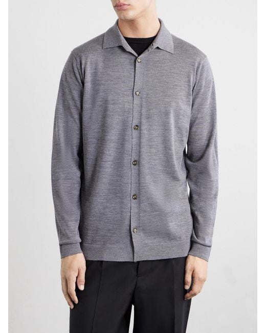 Lardini Gray Virgin Wool Polo Shirt for men