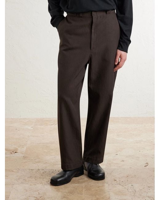 A.PRESSE Brown Straight-Leg Cotton And Silk-Blend Trousers for men
