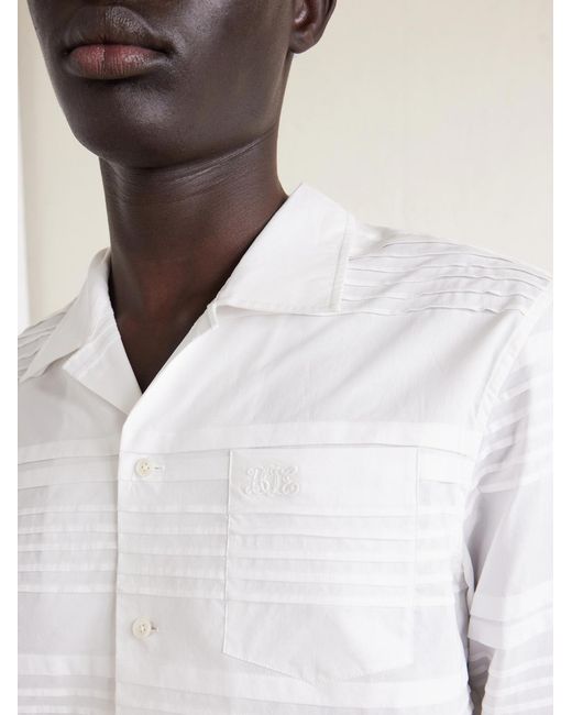 Chamomile Camp-Collar Logo-Embroidered Cotton-Poplin Shirt di Bode in White da Uomo