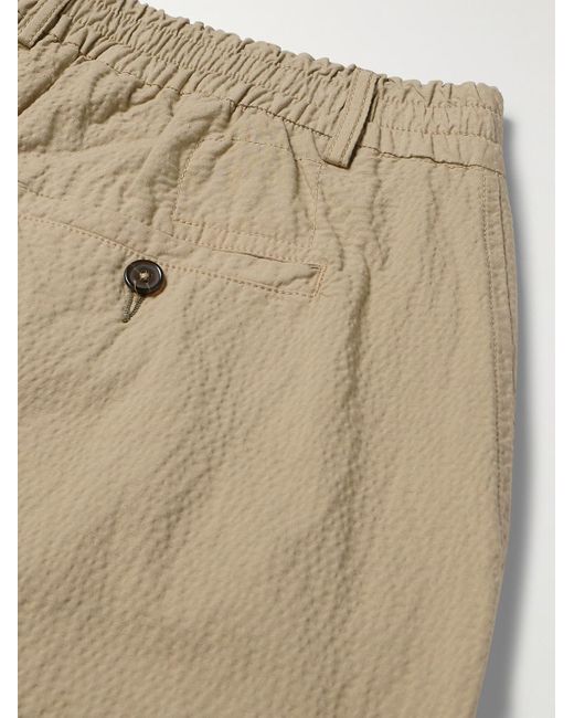 Universal Works Natural Wide-leg Cotton-blend Seersucker Shorts for men