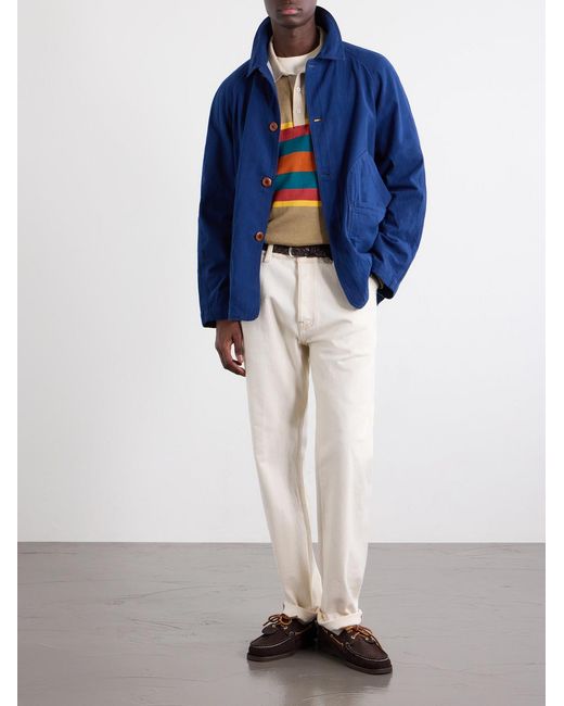 Drake's Blue Cotton And Linen-Blend Chore Jacket for men