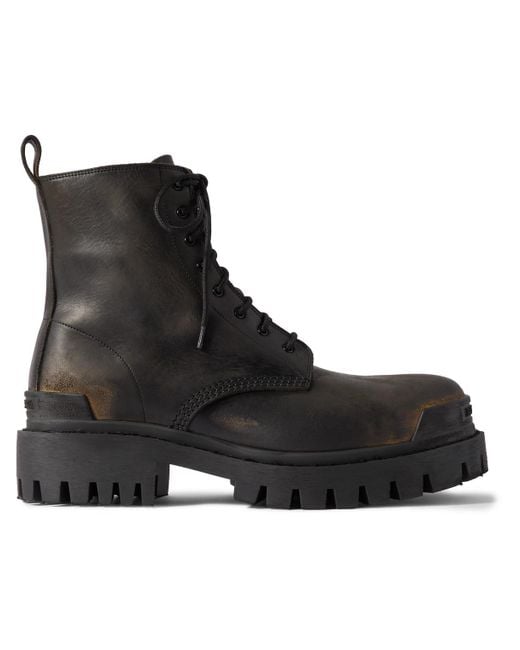 Balenciaga leather combat boots hot sale