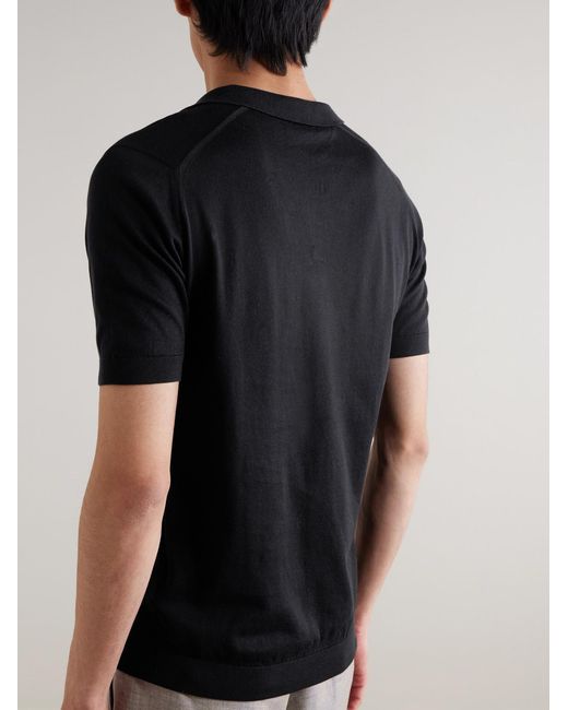 John Smedley Black Noah Sea Island Cotton Polo Shirt for men