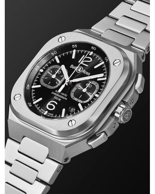 Bell & Ross Black Br 05 Automatic Chronograph 42Mm Stainless Steel Watch, Ref. No. Br05C-Bl-St/Sst for men