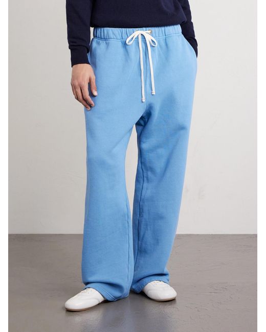 Les Tien Blue Heavyweight Straight-Leg Structured-Fleece Cotton-Jersey Sweatpants for men