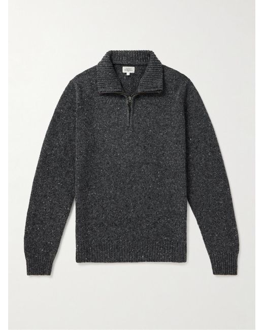Hartford Gray Trucker Donegal Wool-blend Half-zip Sweater for men
