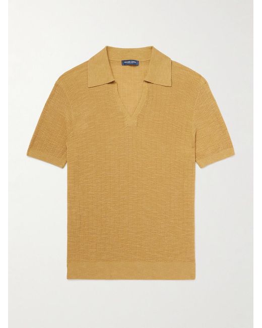 Frescobol Carioca Yellow Joaquim Ribbed Cotton-blend Polo Shirt for men