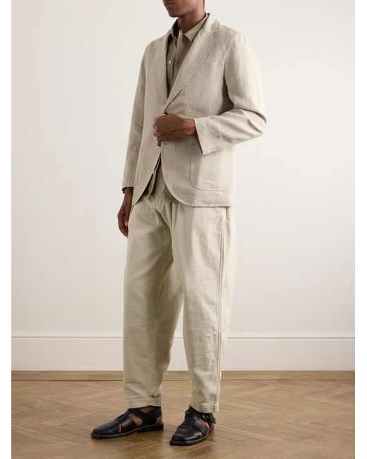 De Bonne Facture Natural Essential Unstructured Washed Belgian Linen Suit Jacket for men