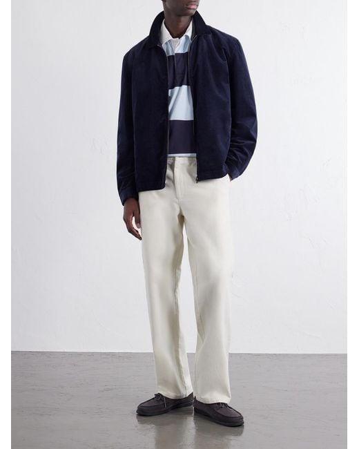 Portuguese Flannel White Labura Straight-Leg Cotton-Gabardine Trousers for men