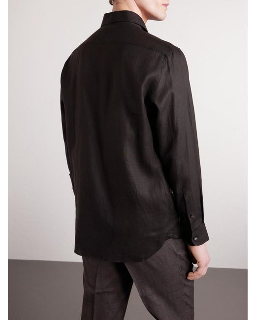 Zegna Black Oasi Linen Shirt for men