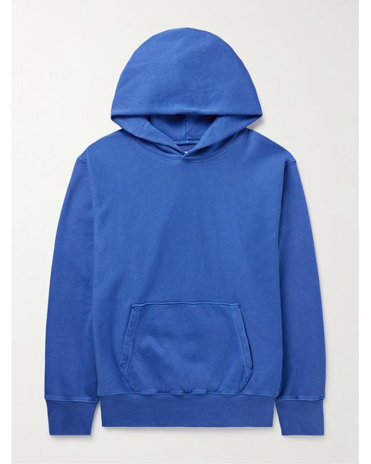 Les Tien Blue Garment-Dyed Cotton-Jersey Hoodie for men