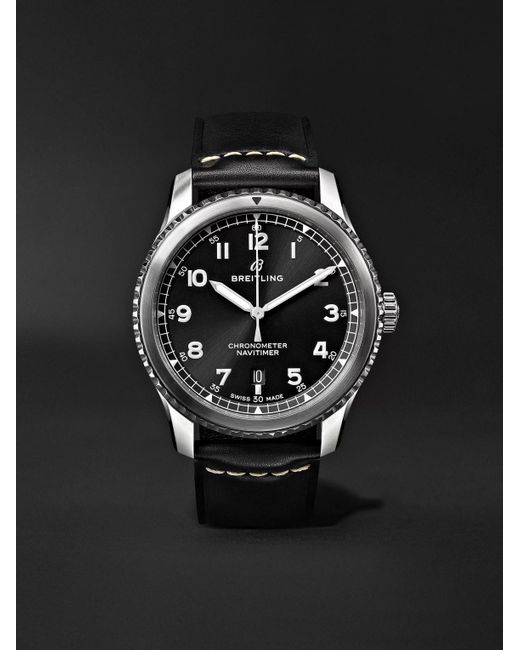 Breitling Black Navitimer 8 Automatic 41mm Steel And Leather Watch, Ref. No. A17314101b1x1 for men
