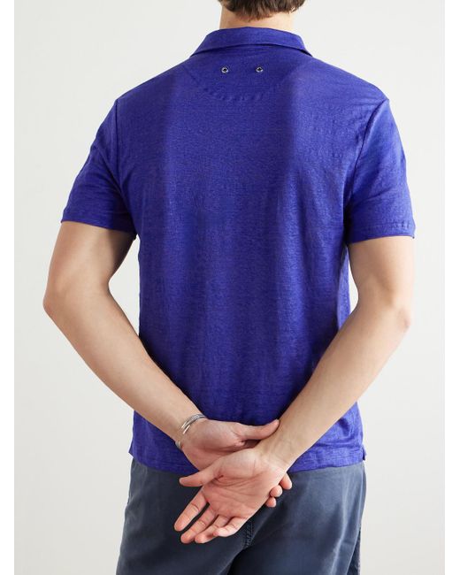Vilebrequin Blue Pyramid Linen-Jersey Polo Shirt for men