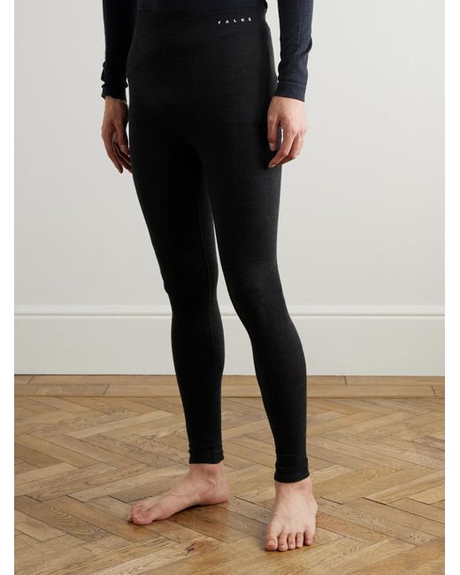 Falke Black Printed Virgin Wool-Blend Ski Tights for men