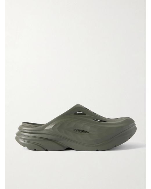 Hoka One One Green Ora Recovery 3 Rubber Mules for men
