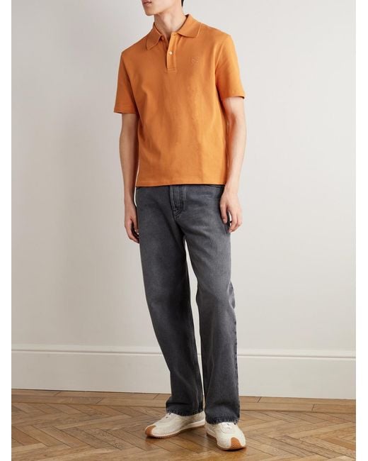 Loewe Orange Slim-Fit Logo-Embroidered Cotton-Piqué Polo Shirt for men