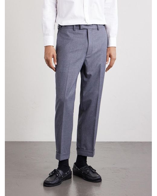 Beams Plus Gray Ivy Cropped Tapered Brushed Wool-blend Twill Suit Trousers for men