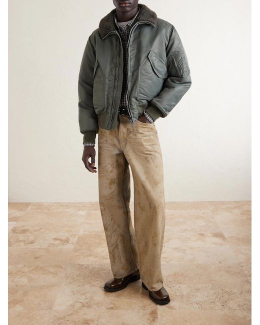 (w)taps Green Padded Fleece-trimmed Shell Jacket for men