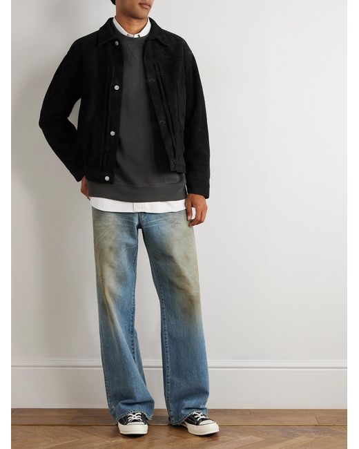 A.PRESSE Black 1st Type Suede Jacket for men