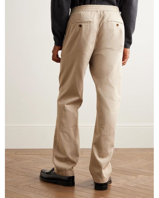 Mr P. Natural Edward Straight-Leg Organic Cotton-Twill Drawstring Trousers for men