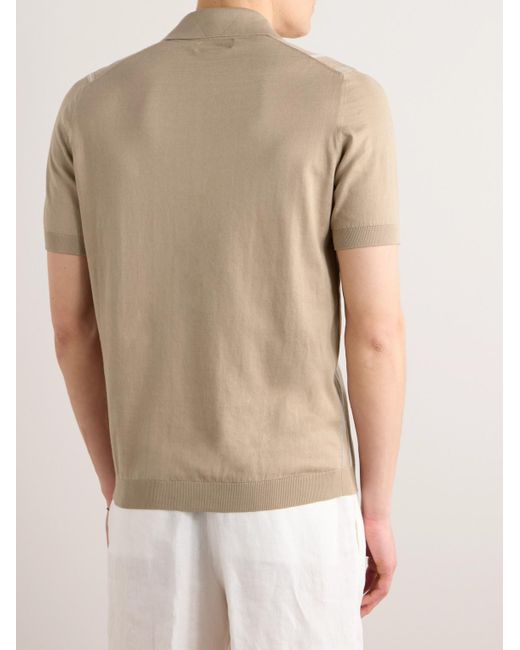 Brunello Cucinelli Natural Striped Cotton Polo Shirt for men