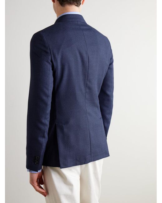 Paul Smith Blue Double-breasted Wool-piqué Suit Jacket for men