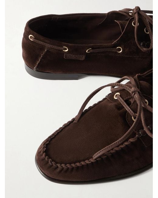 Tom Ford White Theo Suede Boat Shoes for men