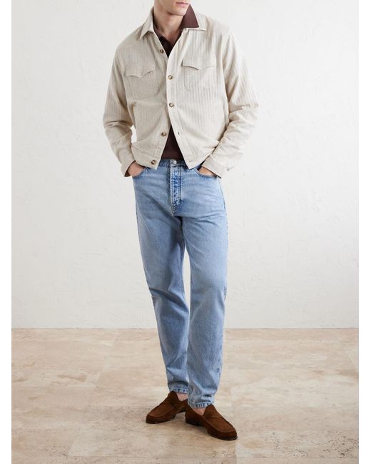 Oliver Spencer Natural Witley Striped Cotton And Linen-Blend Jacket for men