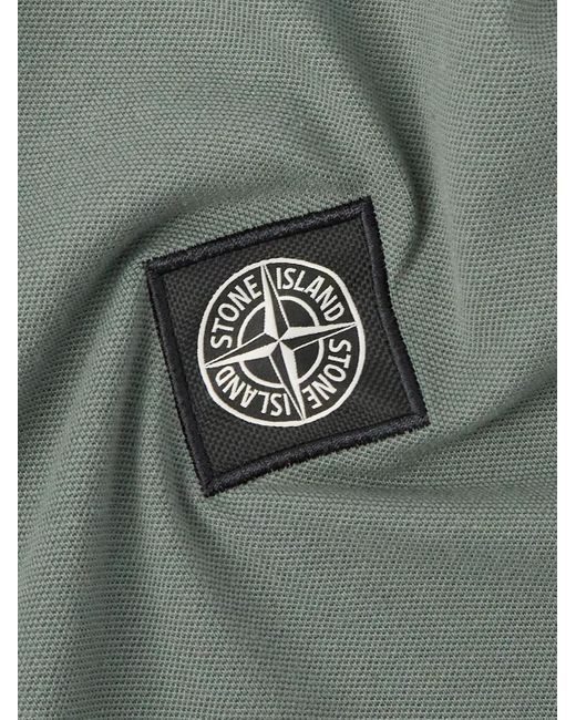 Polo in misto cotone piqué con logo applicato di Stone Island in Green da Uomo