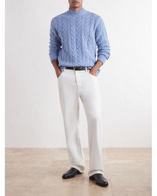 Slowear Blue Zanone Slim-Fit Cable-Knit Virgin Wool Sweater for men
