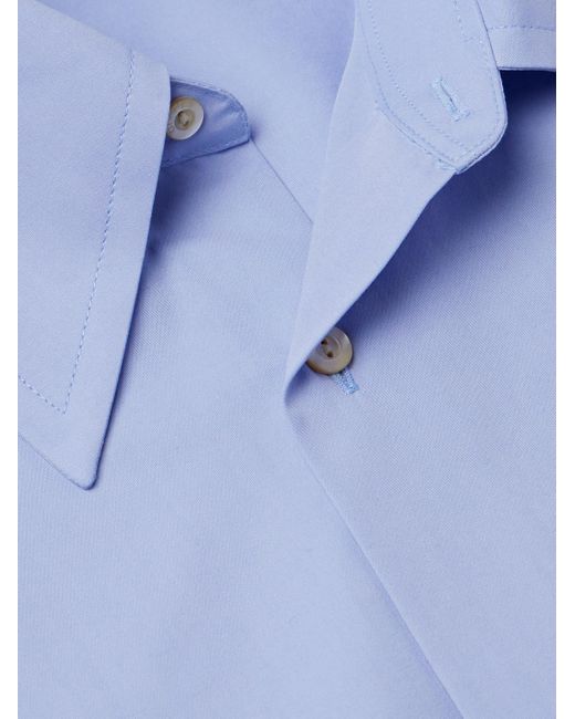 Gucci Blue Logo-embroidered Cotton-poplin Shirt for men