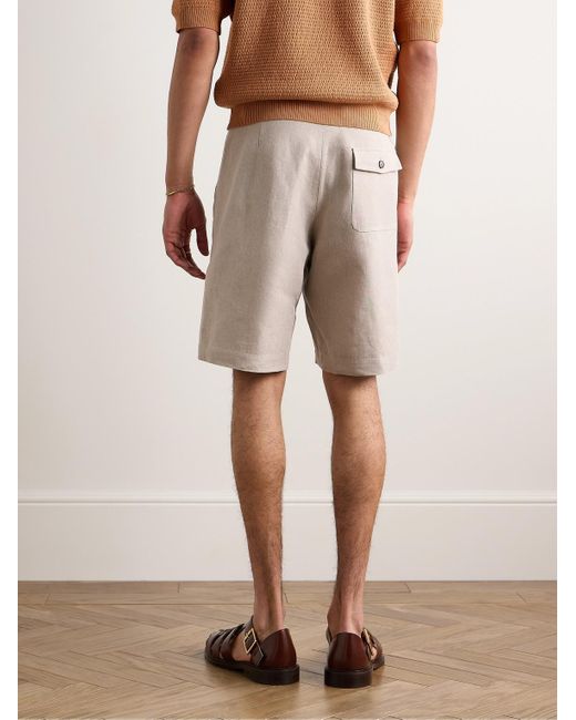 De Bonne Facture Natural Straight-leg Pleated Belgian Linen Bermuda Shorts for men