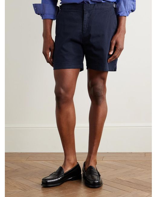 Orlebar Brown Blue Bulldog Slim-Fit Straight-Leg Stretch-Cotton Twill Shorts for men