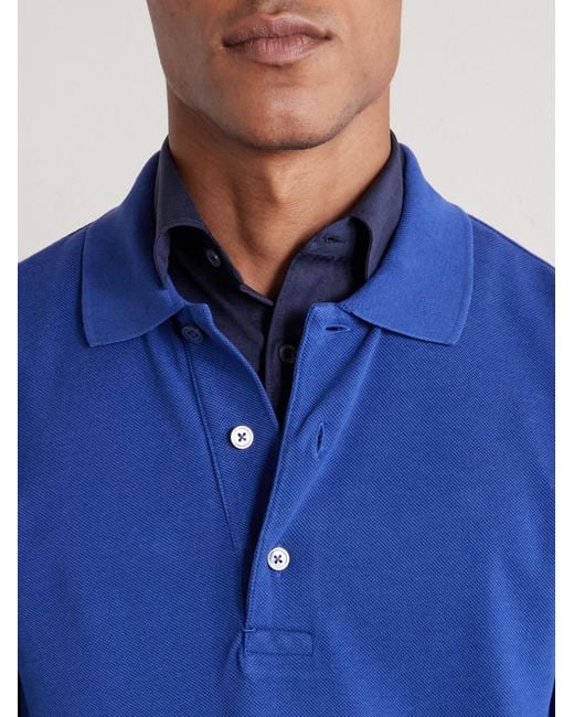 Tom Ford Blue Slim-fit Lyocell And Cotton-blend Piqué Polo Shirt for men