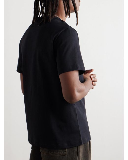 A.P.C. Black Logo-Embroidered Cotton-Jersey T-Shirt for men