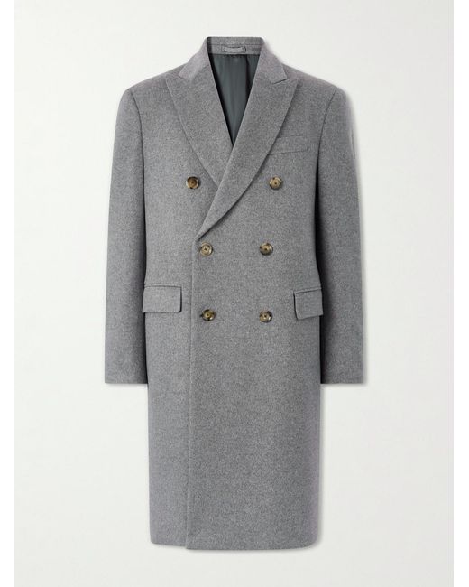 Lardini Gray Double-Breasted Wool Coat for men