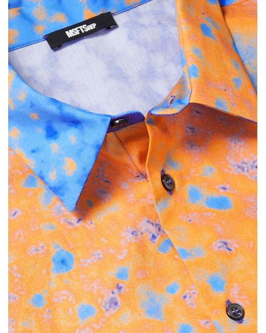 Msftsrep Blue Printed Cotton Shirt for men