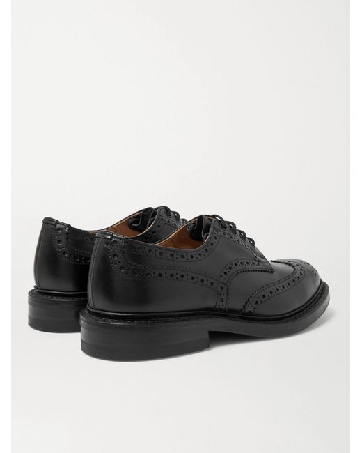 Tricker's Black Tricker's Bourton Leather Brogue Shoes for men
