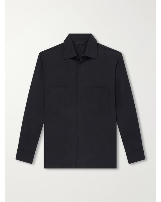 Saman Amel Blue Silk Overshirt for men