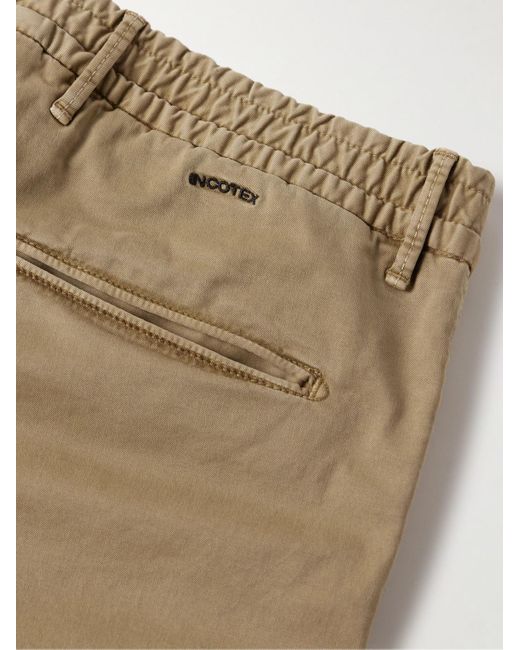 Incotex Natural Slim-fit Cotton-blend Gabardine Trousers for men