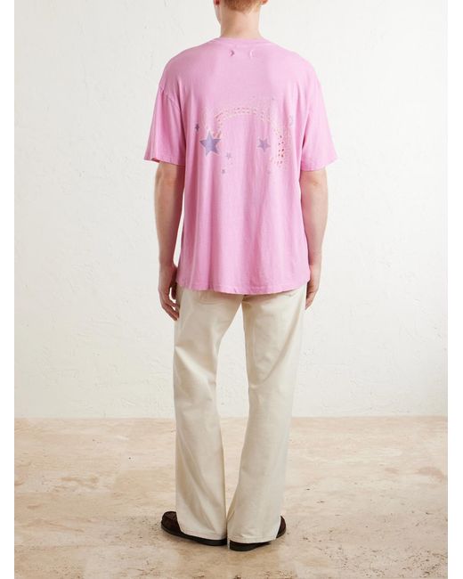 CHERRY LA Pink Printed Cotton-Jersey T-Shirt for men