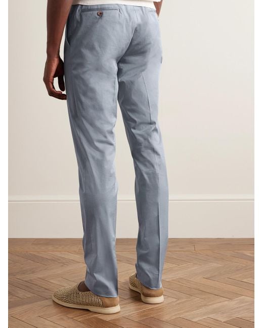 Canali Gray Kei Slim-fit Cotton-blend Suit Trousers for men