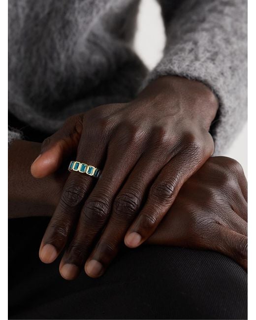 42 Suns Black 14-karat Gold Blue Topaz Eternity Ring for men