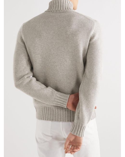 Loro Piana White Grafton Cashmere Rollneck Sweater for men