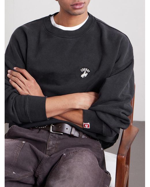 CHERRY LA Blue Western Athletic Logo-embroidered Cotton-fleece Sweatshirt for men